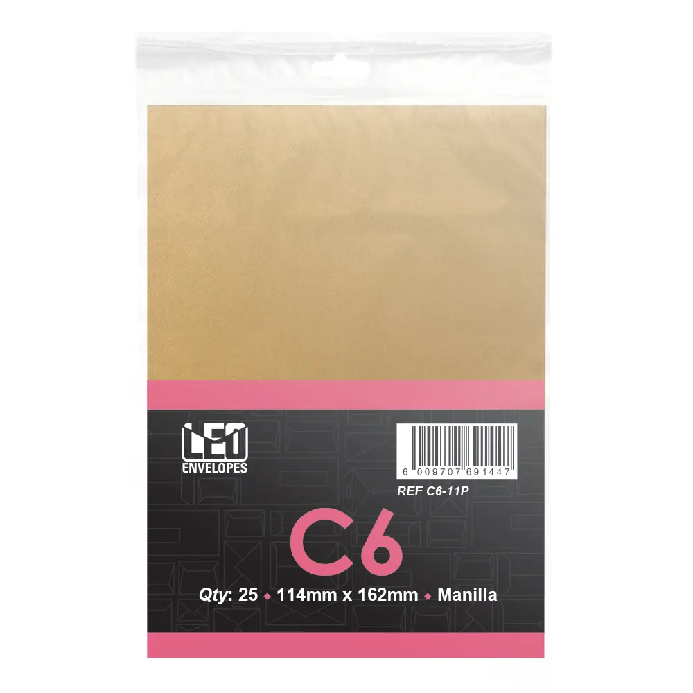 [6009707691447] Envelope C6-11P 114mm x 162mm Manilla 25`s - Treeline
