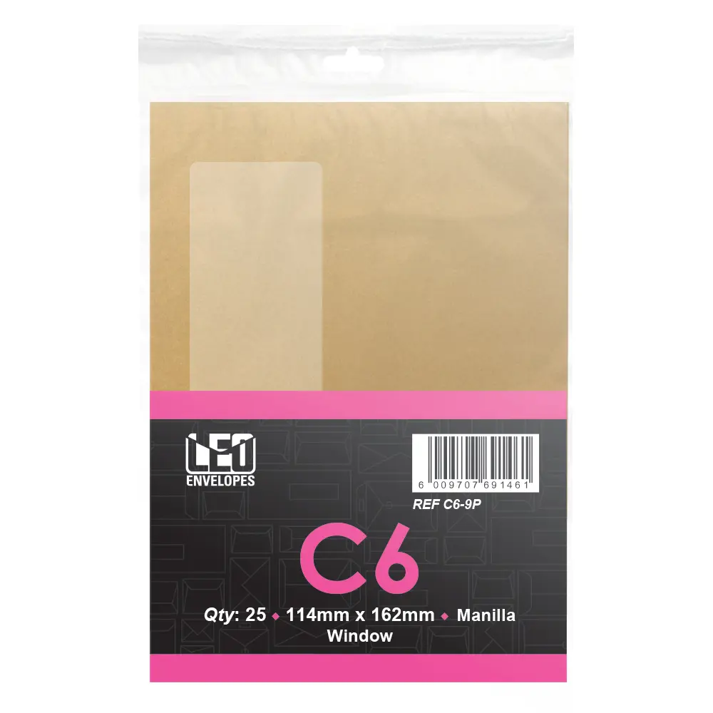 Envelope C6-9P 114mm x 162mm Manilla Window 25`s - Treeline