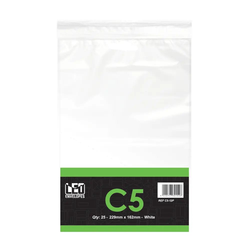 Envelope C5-12P 229mm x 162mm White 25`s - Treeline
