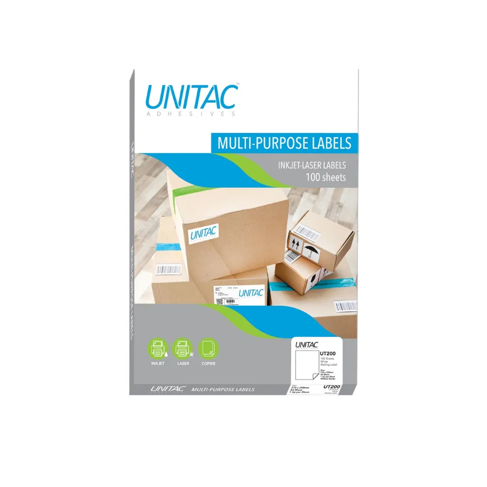 [600970769756] Label A4 210 x 298mm 1up - Unitac 