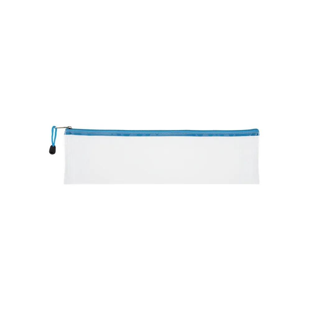 [6009707698163] Pencil Bag Clear 33cm Blue Zip