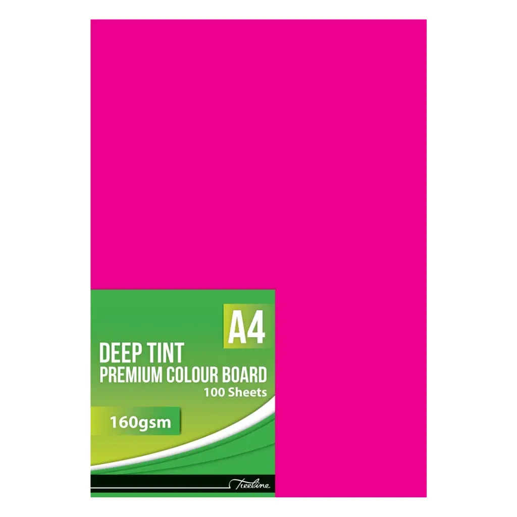 [6009707698941] Board A4 160gsm Bright Pink 100 `s - Treeline