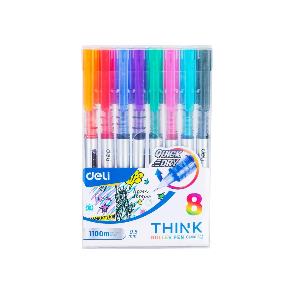 [6921734903693] Pen roller ball Think 0.5 set 8`s Q300-8C - Deli