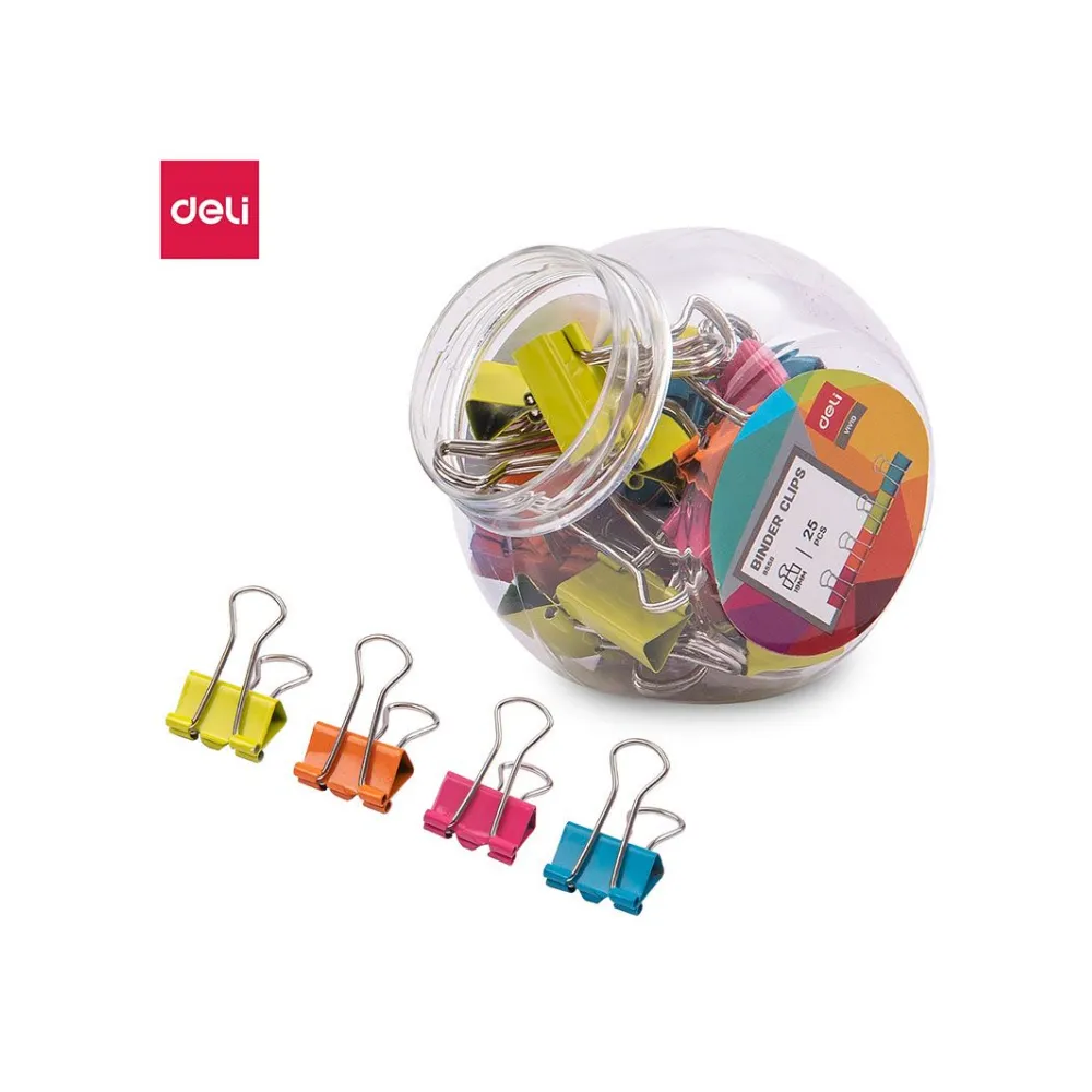 Clips Binder Foldback Vivid Asst 25`s 19mm - Deli 