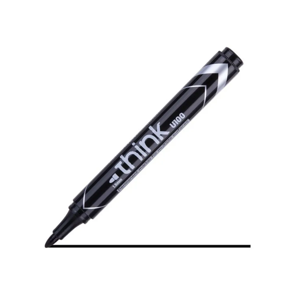 [6921734940742] Marker Permanent Black U10020 bullet tip Think - Deli 