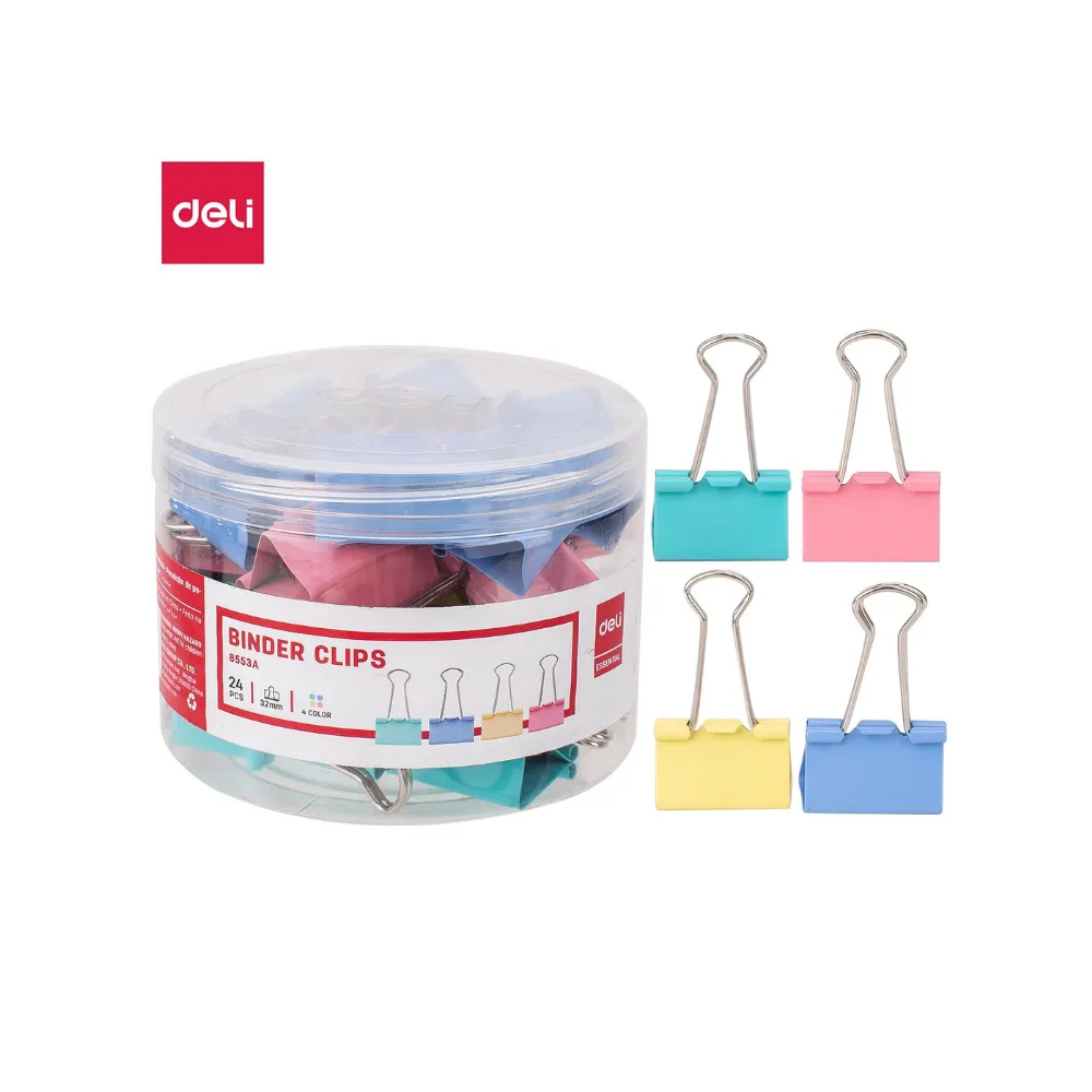 [6921734985538] Clip Foldback Colour 32mm - Deli 