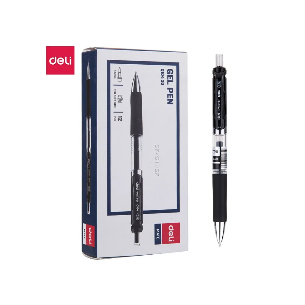Pen Retractable Black Gel Mate 0.5 EQ10420 - Deli - Tech