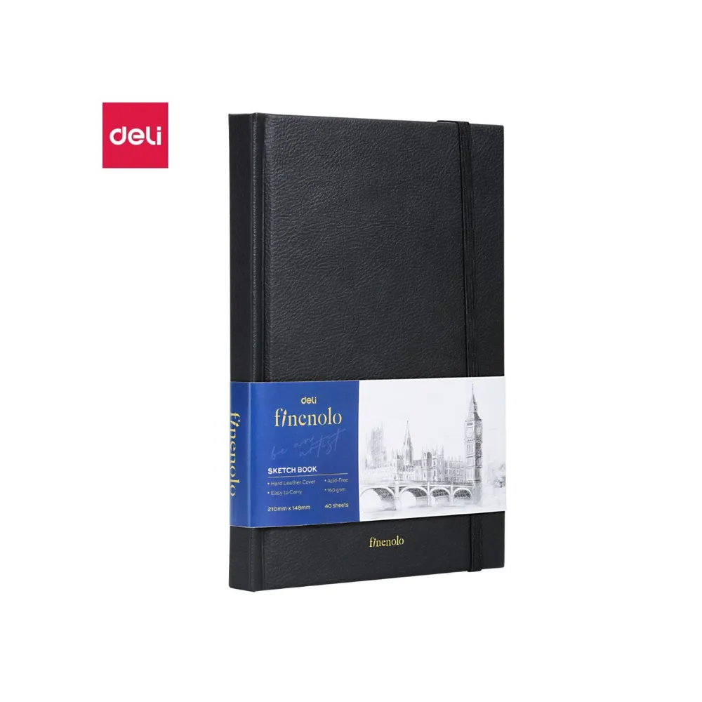 [6941798407647] Sketch Book A5 40 Sht Black EC284 - Deli
