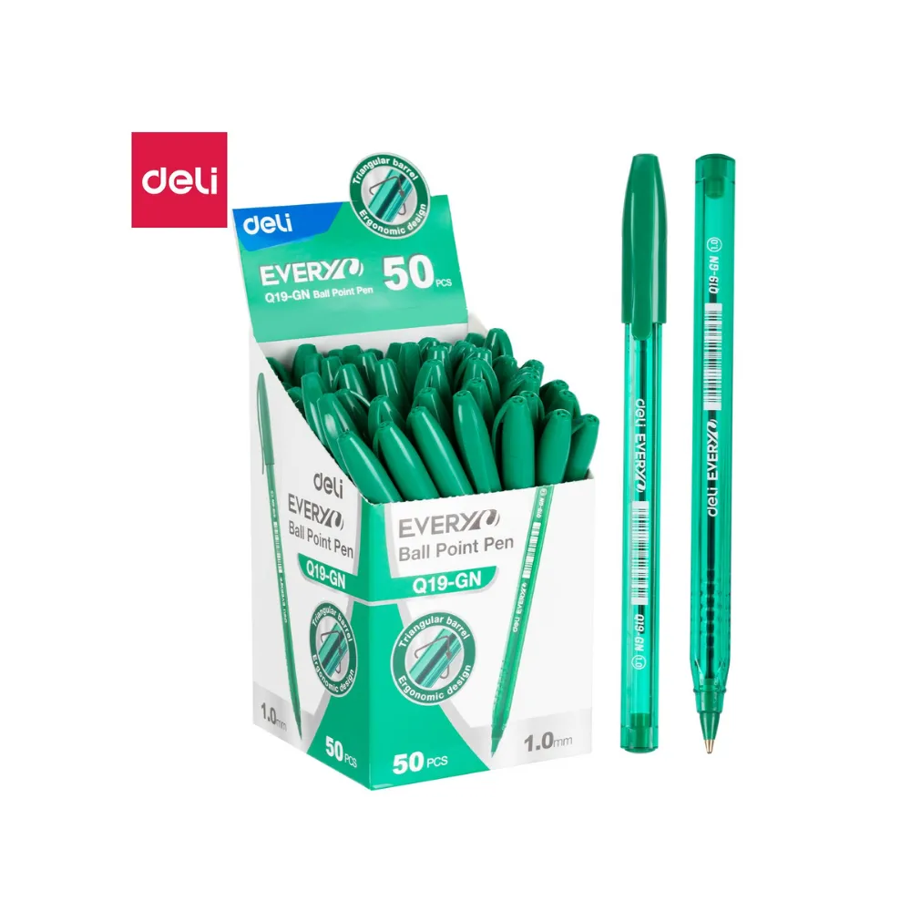 Pen Every Ball Point 1.0 Green Q19-GN Loose - Deli
