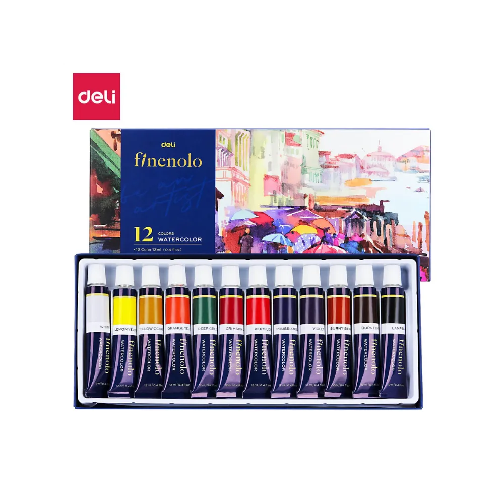 [6941798429205] Paint Water  Colour Tube 12 Colours 12ml - Finenolo