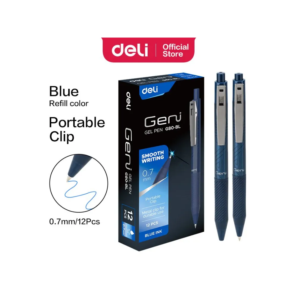 [6941798490984] Pen Deli Geni Retractable Gel 0.7mm Blue
