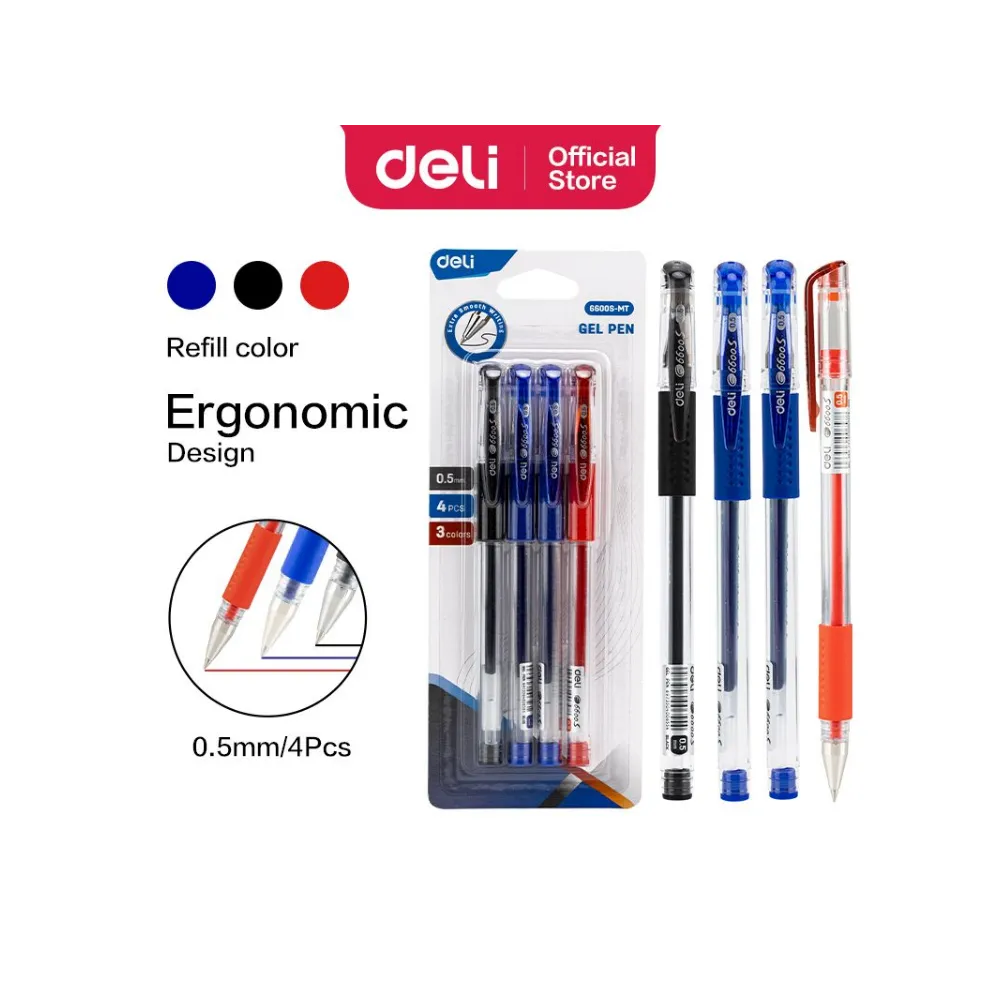 [6941798491042] Pen Daily Gel 0.5 Set 4 Mixed - Deli