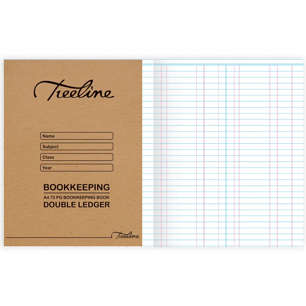 Book A4 72p Double Ledger - Treeline